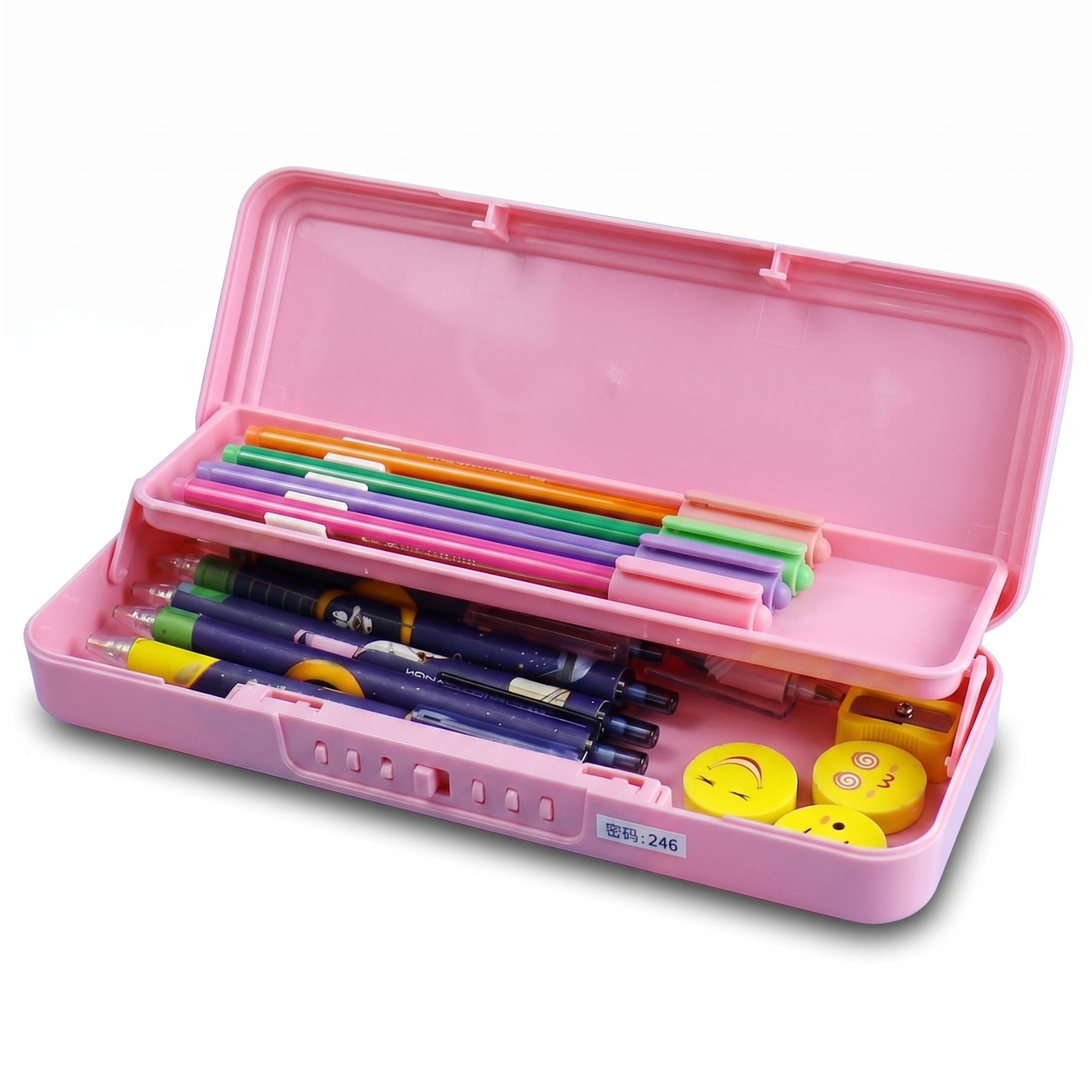 Trousse scolaire petite fille | Cadenas à combinaison | Motif kawaii rose | Protège et organise les fournitures