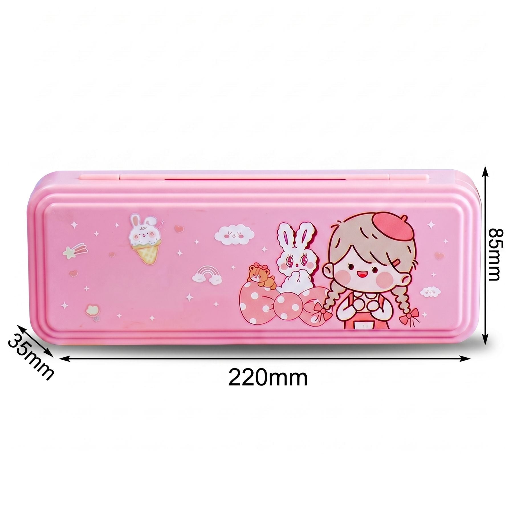 Trousse scolaire petite fille | Cadenas à combinaison | Motif kawaii rose | Protège et organise les fournitures