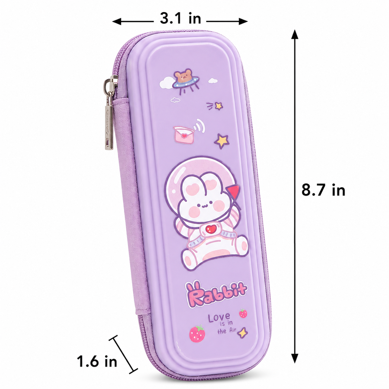 Purple Rabbit School Pencil Case | Hard Shell | Large Capacity | Organised Storage