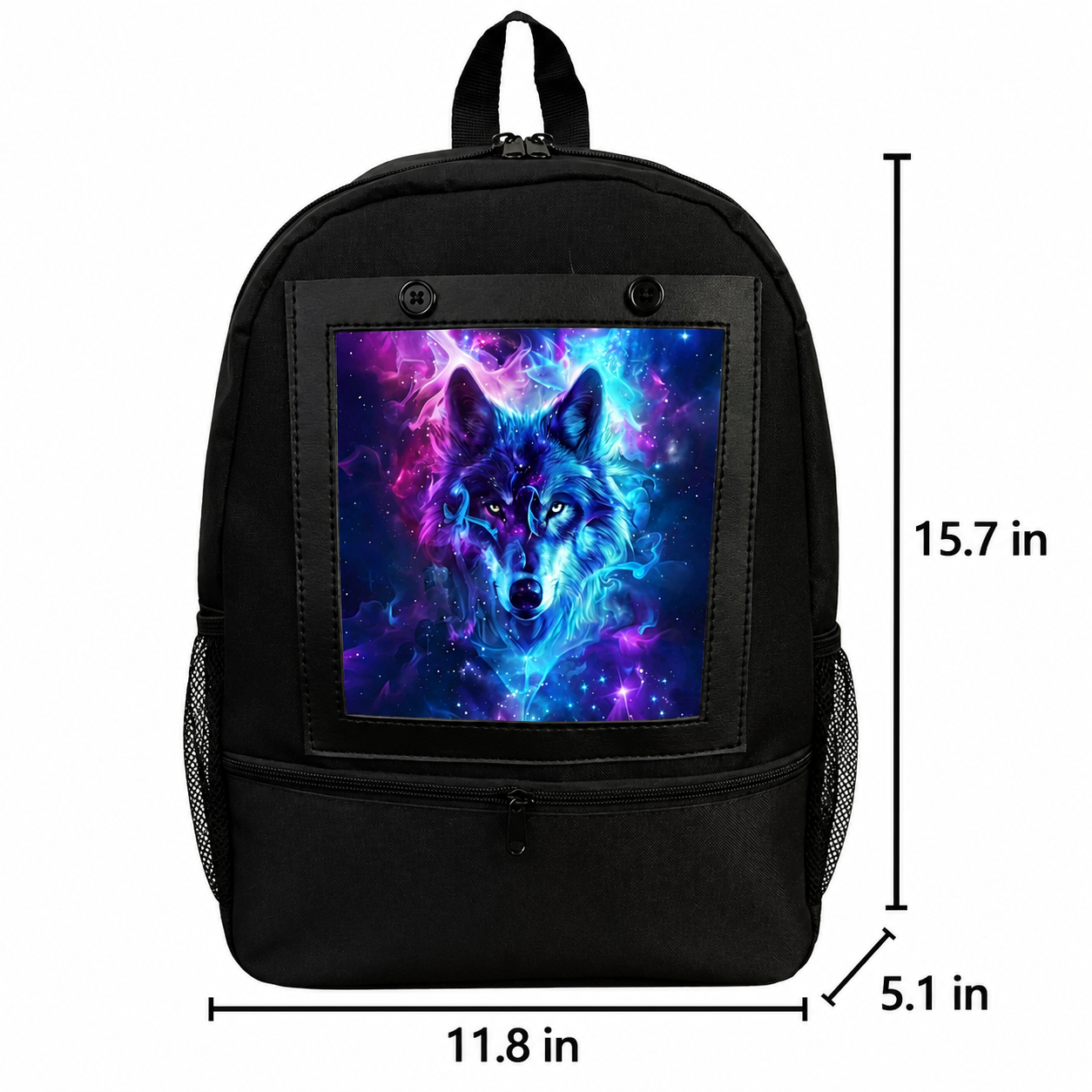 Blue Galaxy Wolf Backpack | Durable Polyester | Comfortable School Backpack