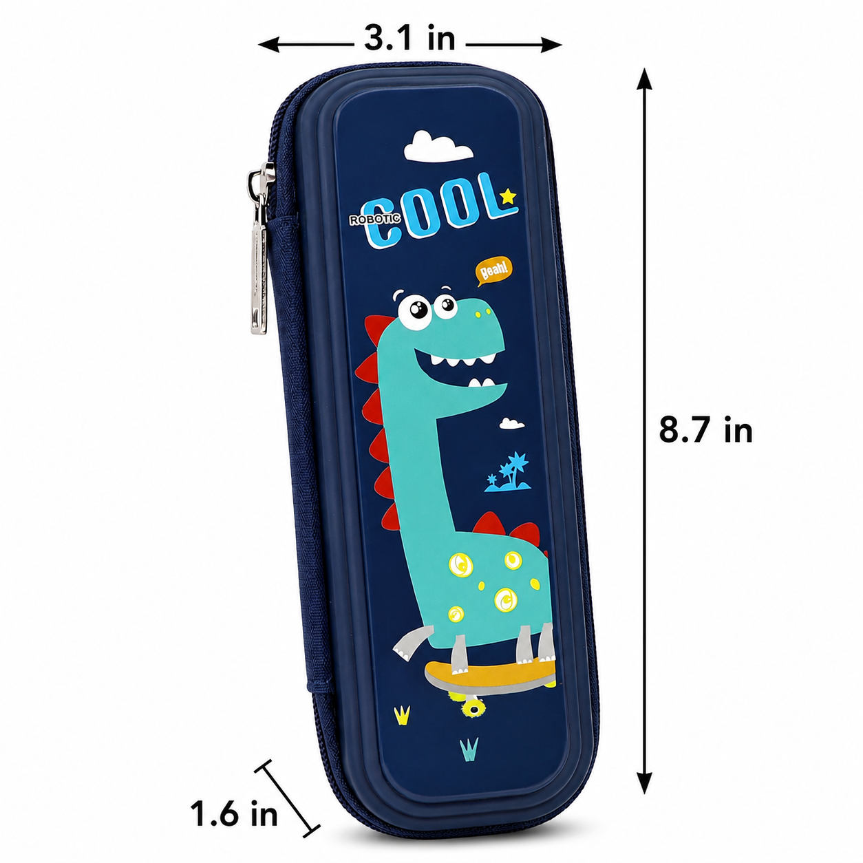 Dinosaur School Pencil Case | Hard Protective Shell | Large Capacity | Zip Closure