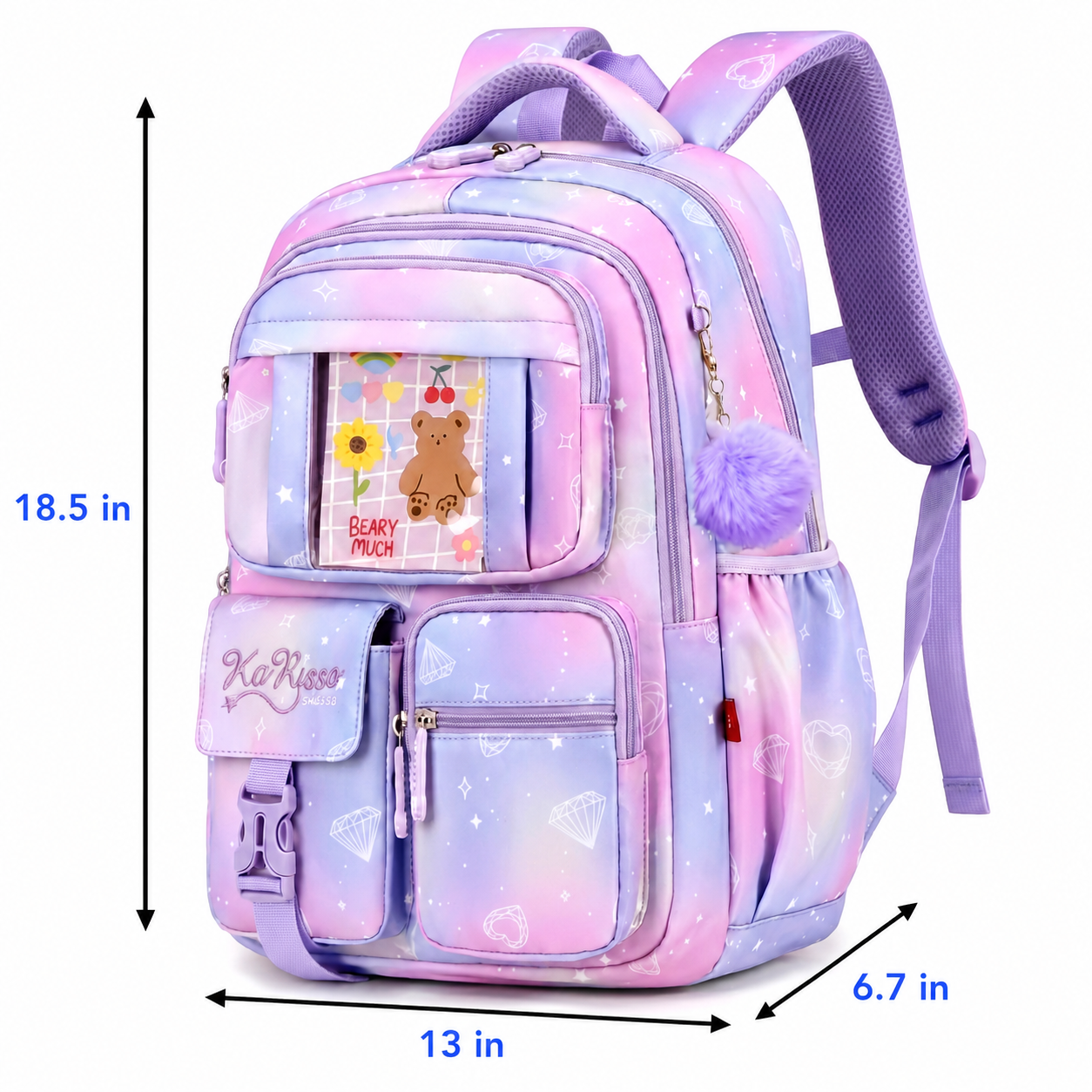 Princess Shimmer School Backpack | Large Capacity | Durable Oxford | Kawaii Style
