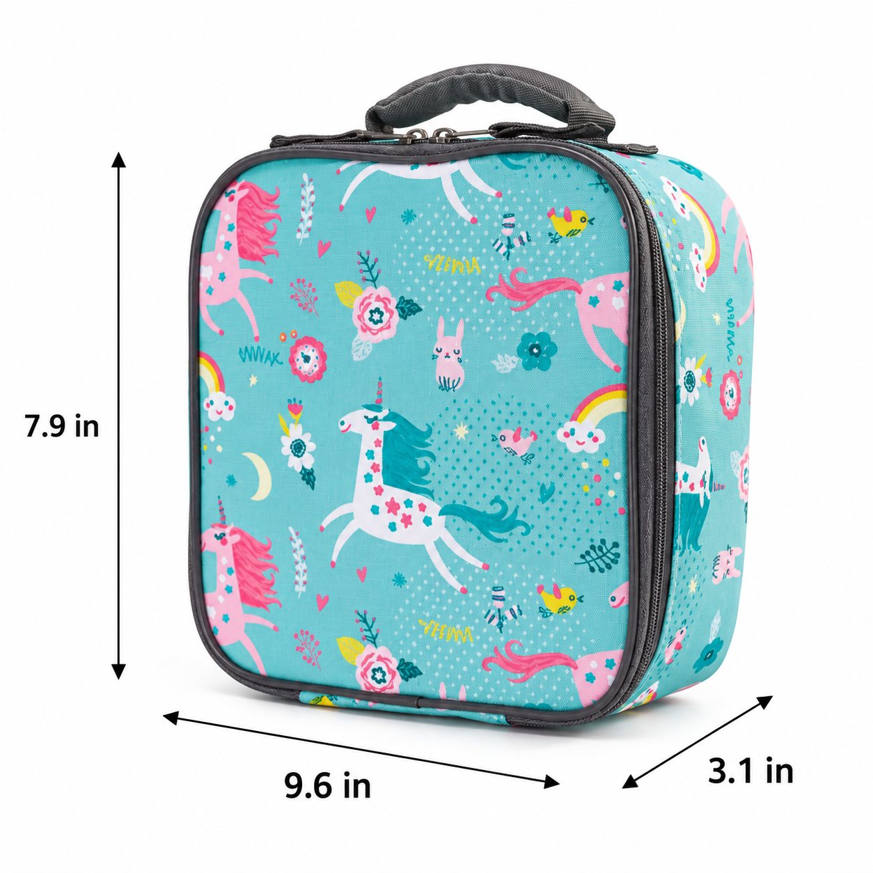 Turquoise Unicorn School Backpack Set | 3-Piece Kit | Durable Oxford Fabric