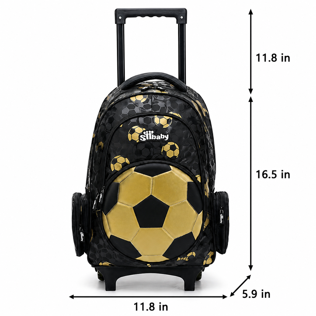 Football Rolling School Bag | Multiple Compartments | Waterproof PU