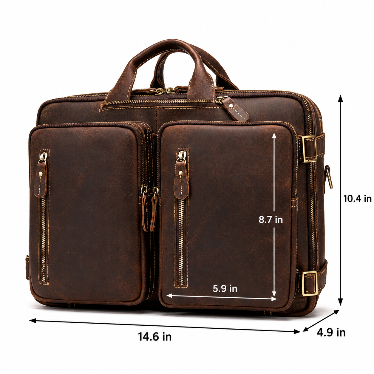 Vintage Convertible Business Bag for Men | Genuine Leather | 3-in-1 Laptop Bag
