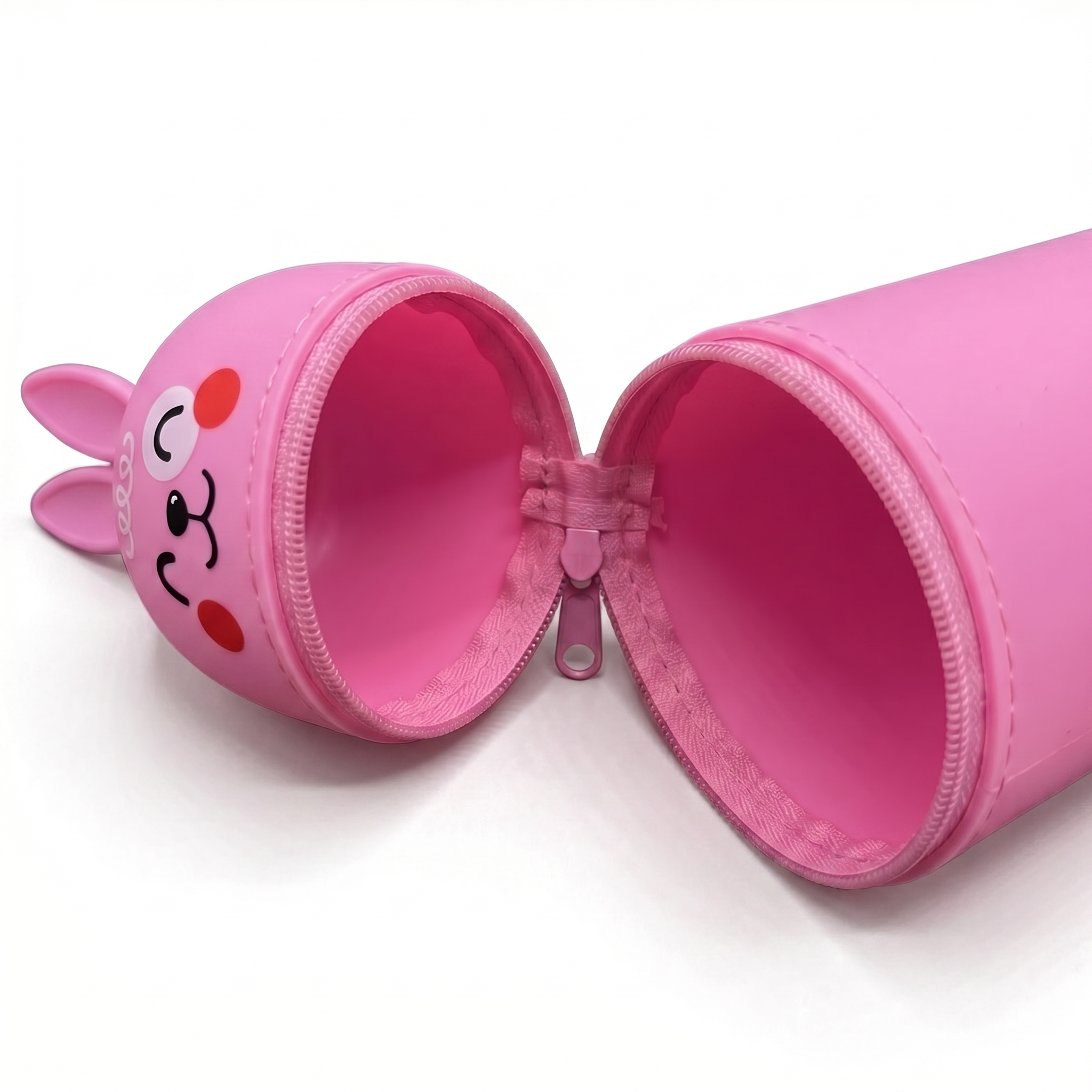 Trousse scolaire silicone lapin | Motif mignon oreilles 3D | Format rigide zippé | Protège les stylos facilement