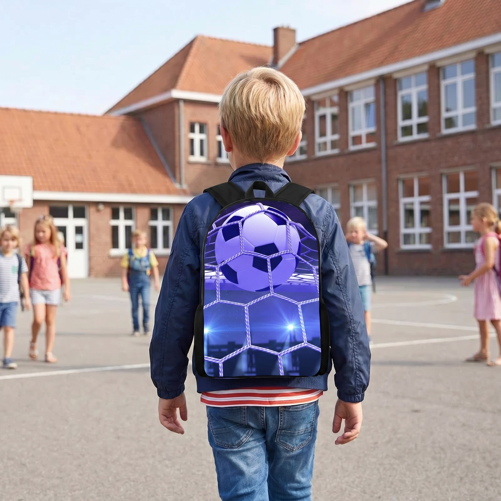 Sac à dos enfant football | Kit 3 pièces (sac + bandoulière + trousse) | Oxford résistant