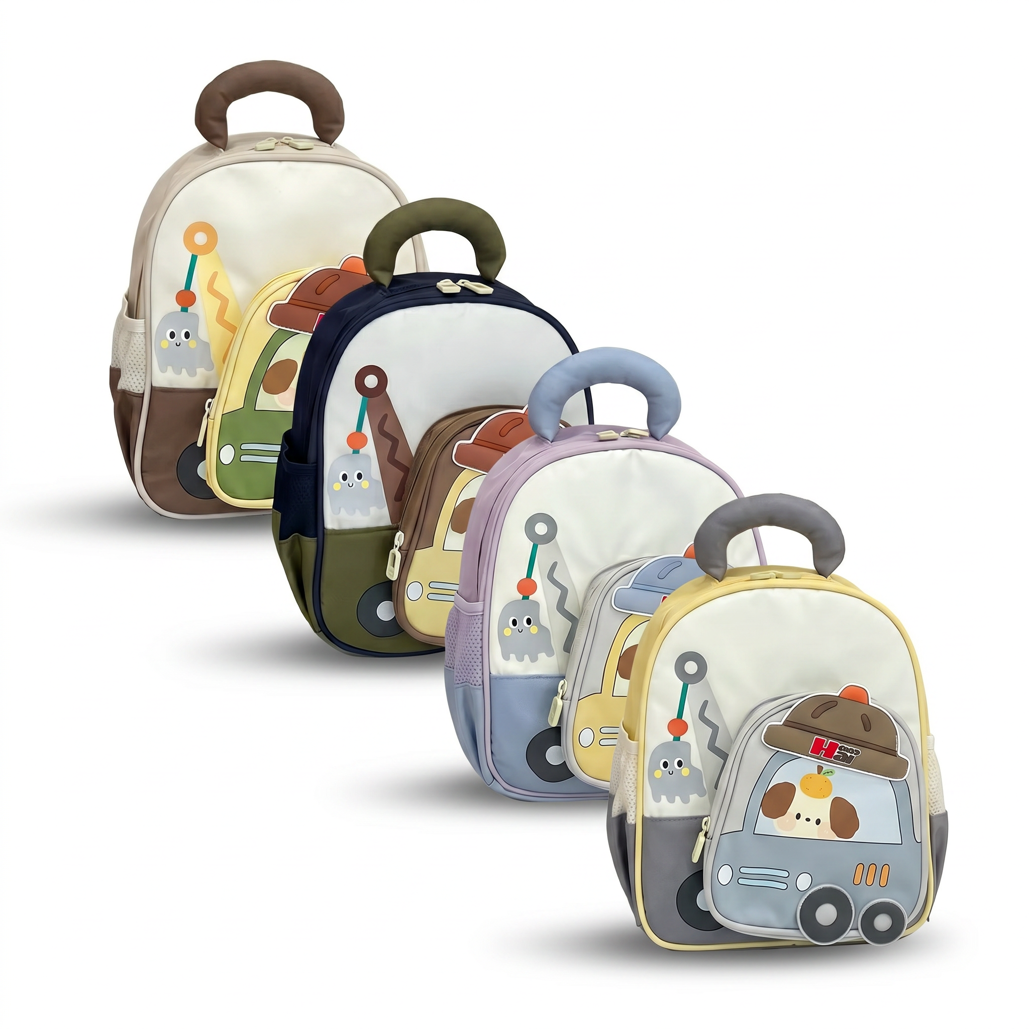 Sac à dos maternelle voiture cartoon | Grande capacité | Tissu nylon résistant