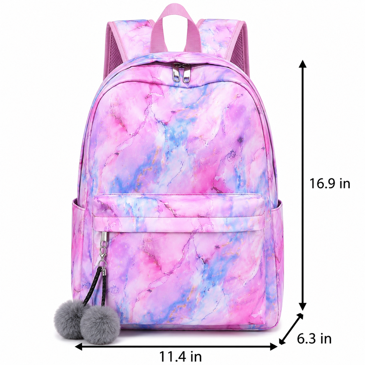 Marble Effect Backpack | Waterproof Oxford Fabric | Multiple Compartments | Stylish Design