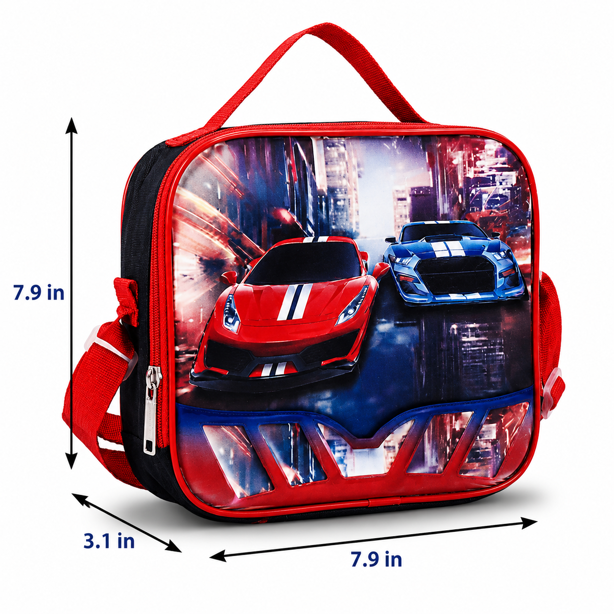 Boys' Racing Car Rolling School Bag | 3-Piece Set (Backpack, Lunch Bag & Pencil Case) | Large Capacity | Durable Polyester