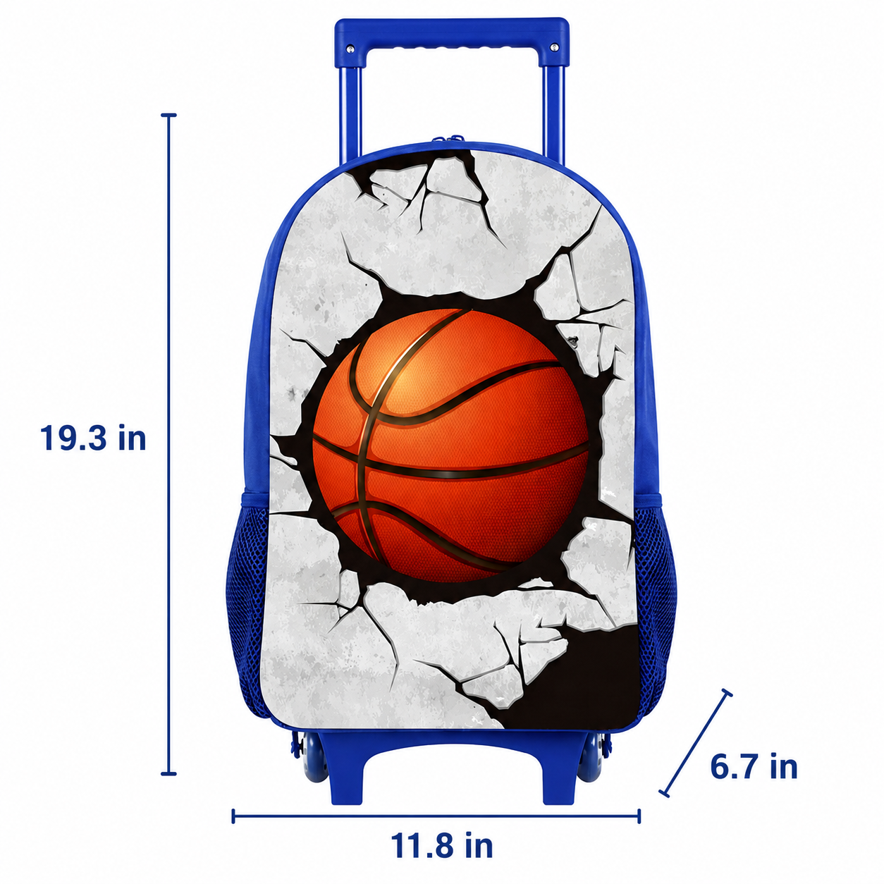 Basketball Rolling Backpack | Durable Polyester | Adjustable Handle | Large Capacity