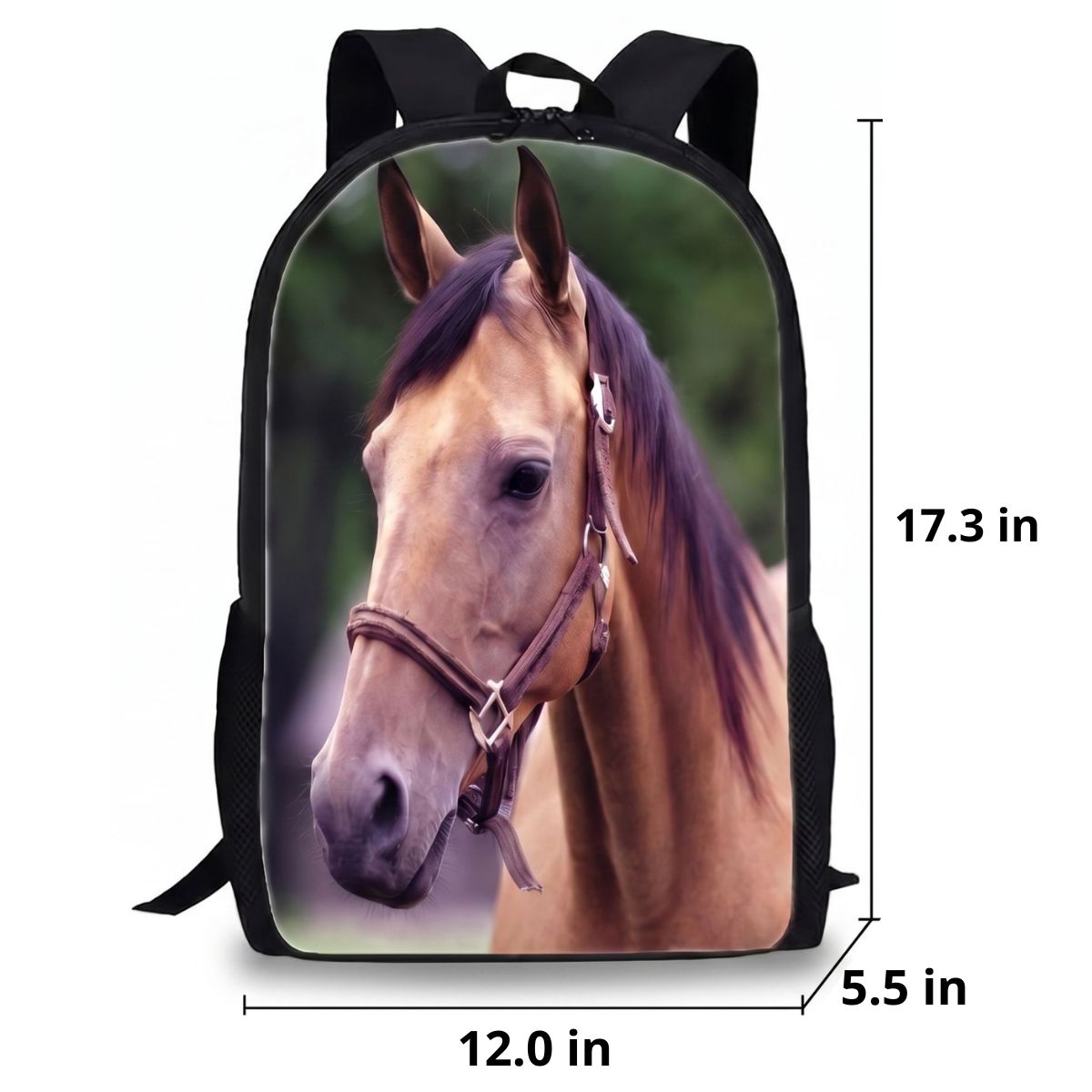 Horse Backpack | 3-Piece School Set (Backpack + Lunch Bag + Pencil Case) | Durable Polyester