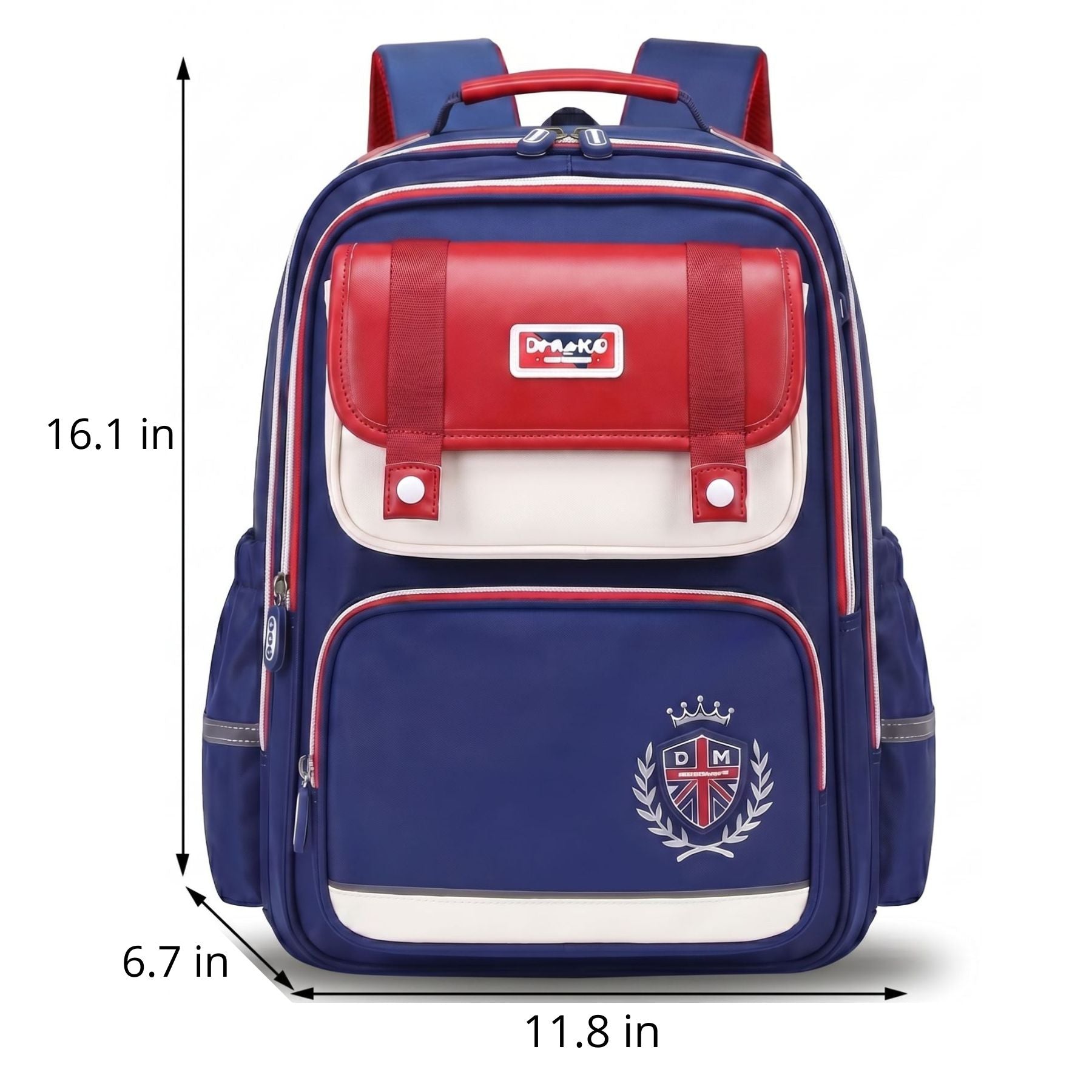 Blue & Red School Backpack | 3-Piece Set | Durable Oxford Fabric