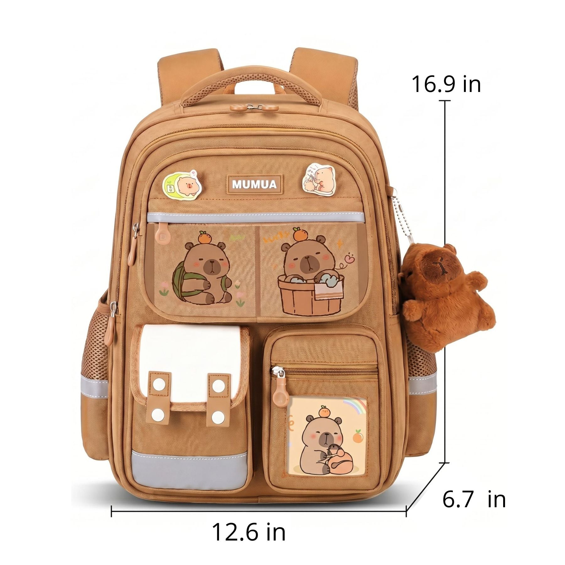 Caramel Teddy Bear School Backpack Set | Backpack & Pencil Case | Durable Oxford Fabric