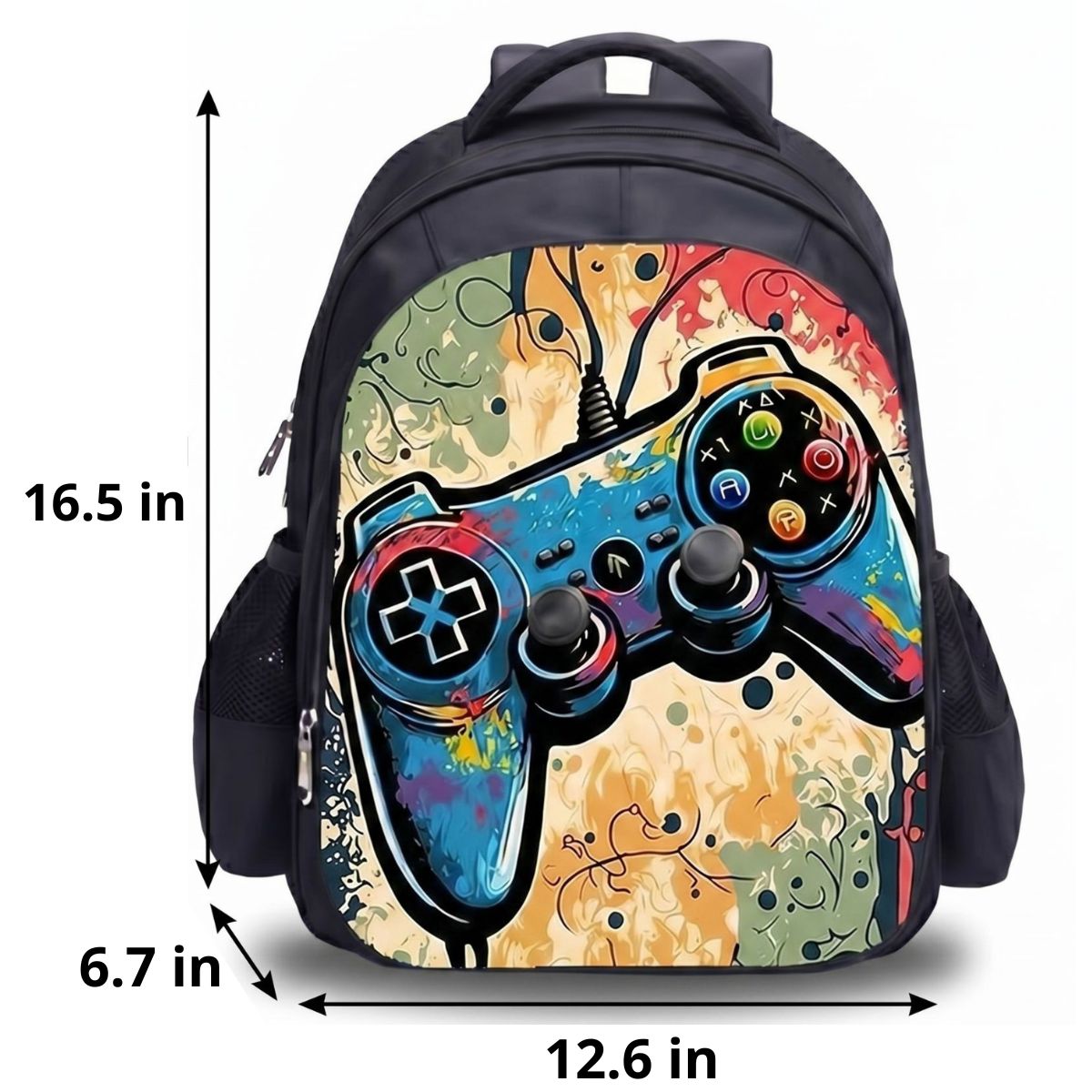 Gaming Controller Backpack | 3-Piece School Set (Backpack + Lunch Bag + Pencil Case) | Durable Oxford Fabric