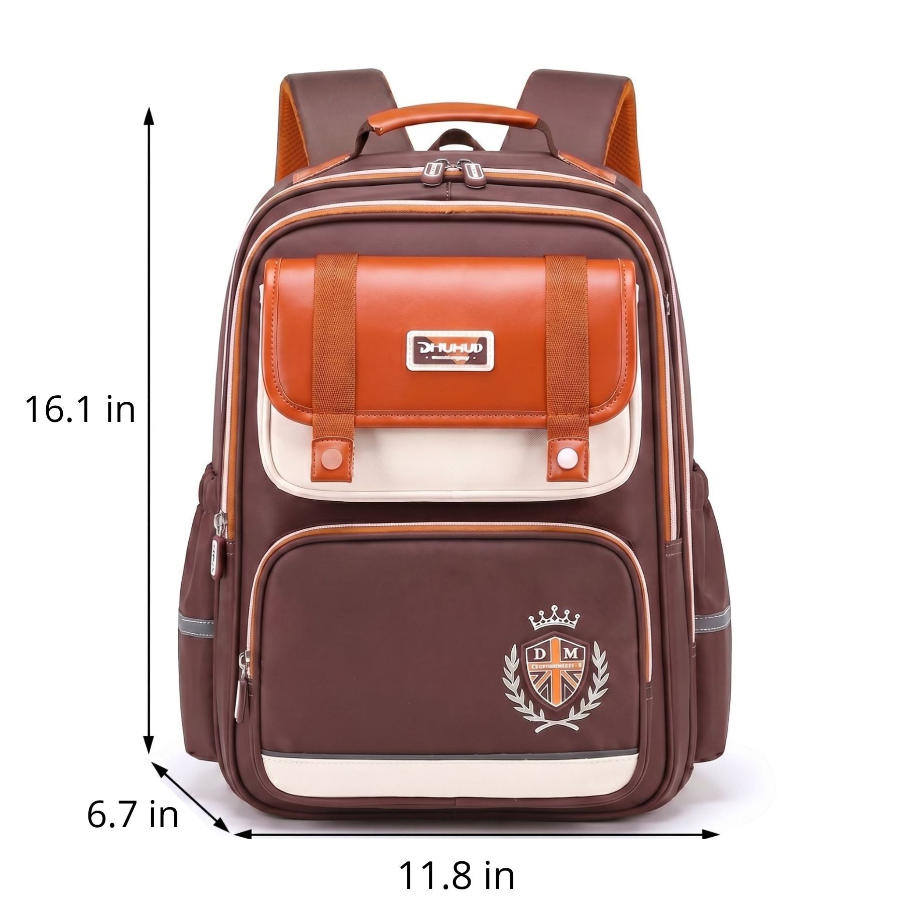 Brown School Backpack | 3-Piece Set | Durable Oxford Fabric