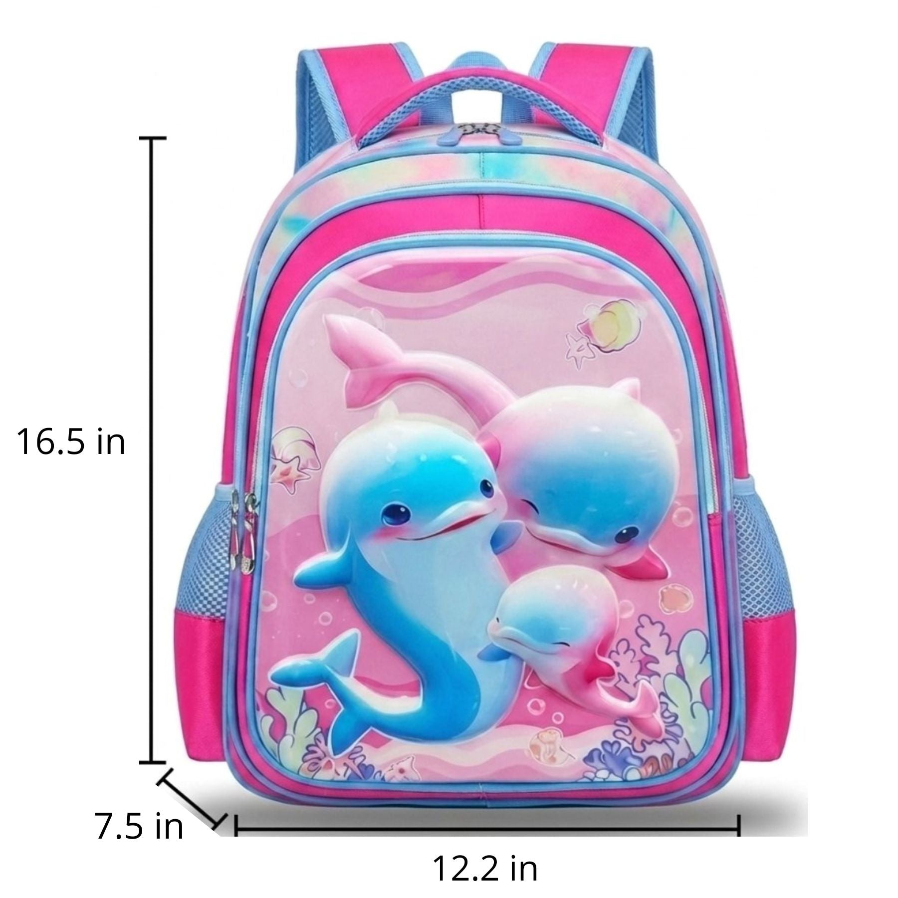 Dolphin Rolling School Backpack Set | 3-Piece Set | Waterproof Oxford Fabric