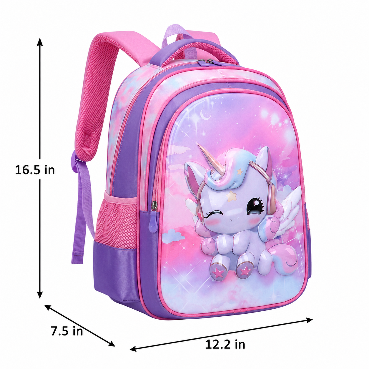 Winking Unicorn Rolling School Bag | 3-Piece Set (Backpack, Lunch Bag & Pencil Case) | Durable Oxford Fabric