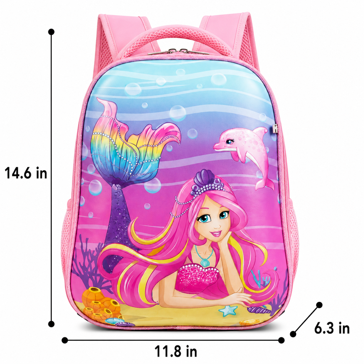 Mermaid Hard Shell Backpack for Girls | Durable Polyester | Comfortable School Bag