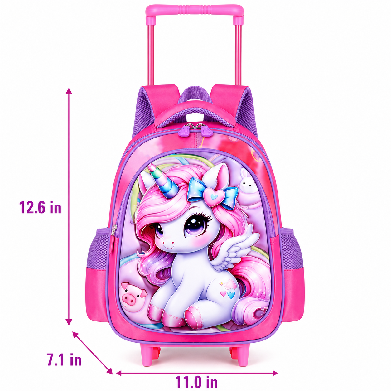 Unicorn Rolling School Bag for Nursery | Large Capacity | Durable Nylon