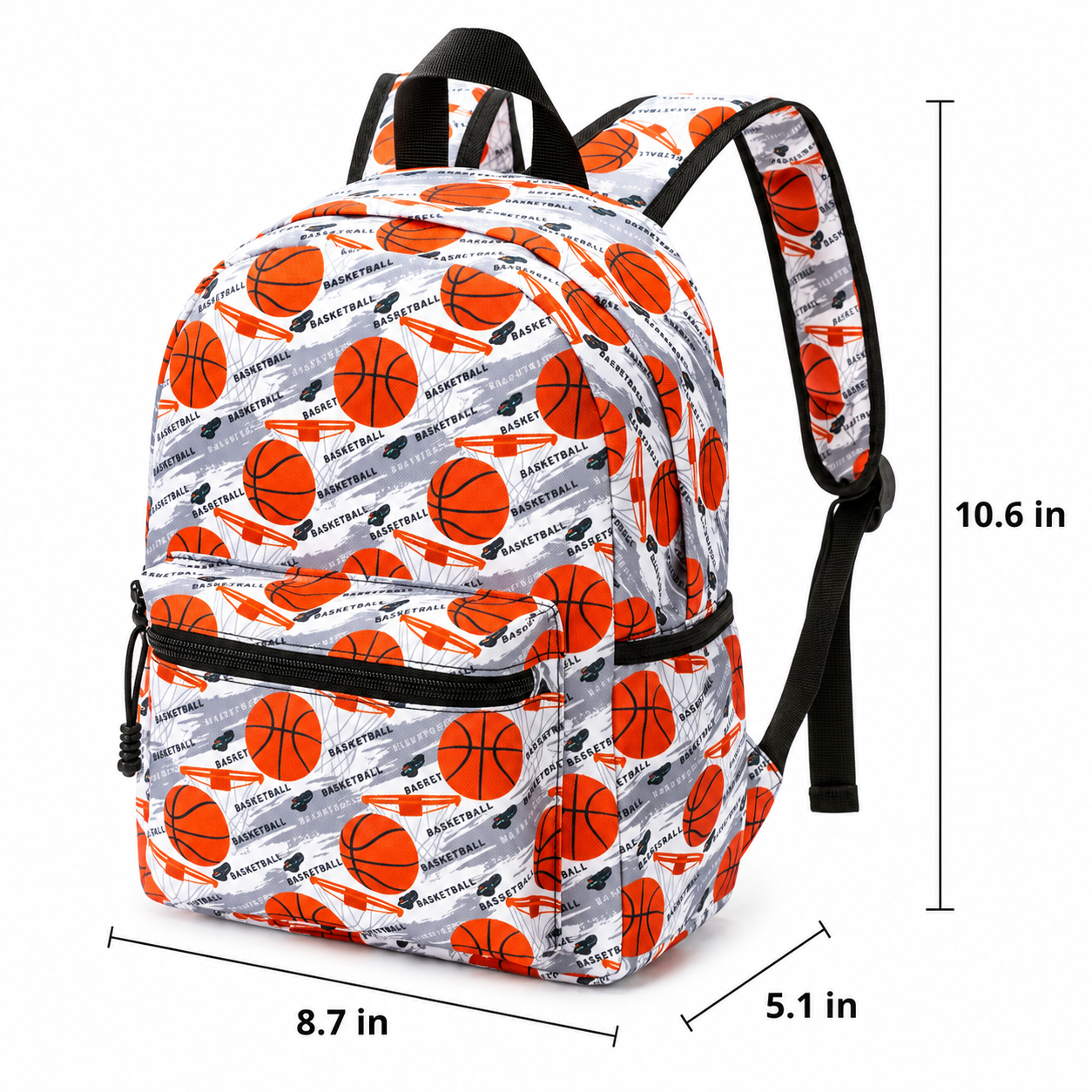 White Basketball Backpack | Durable Oxford Fabric | Lightweight Children's School Bag