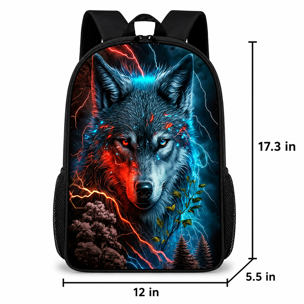 Wolf Backpack Set | 3-Piece School Bag Set | Durable Polyester