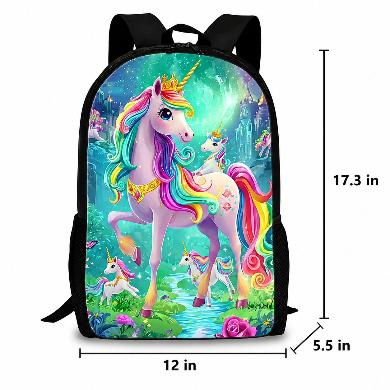 Unicorn Backpack | 3-Piece School Set (Backpack + Shoulder Bag + Pencil Case) | Durable Polyester