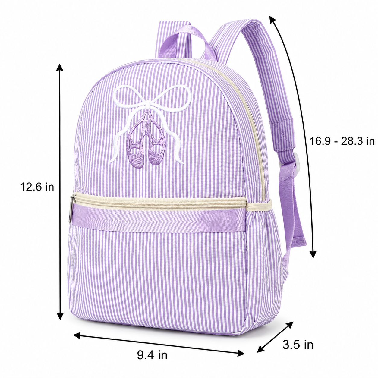 Embroidered Ballerina School Backpack | Padded Shoulder Straps | Durable Polyester