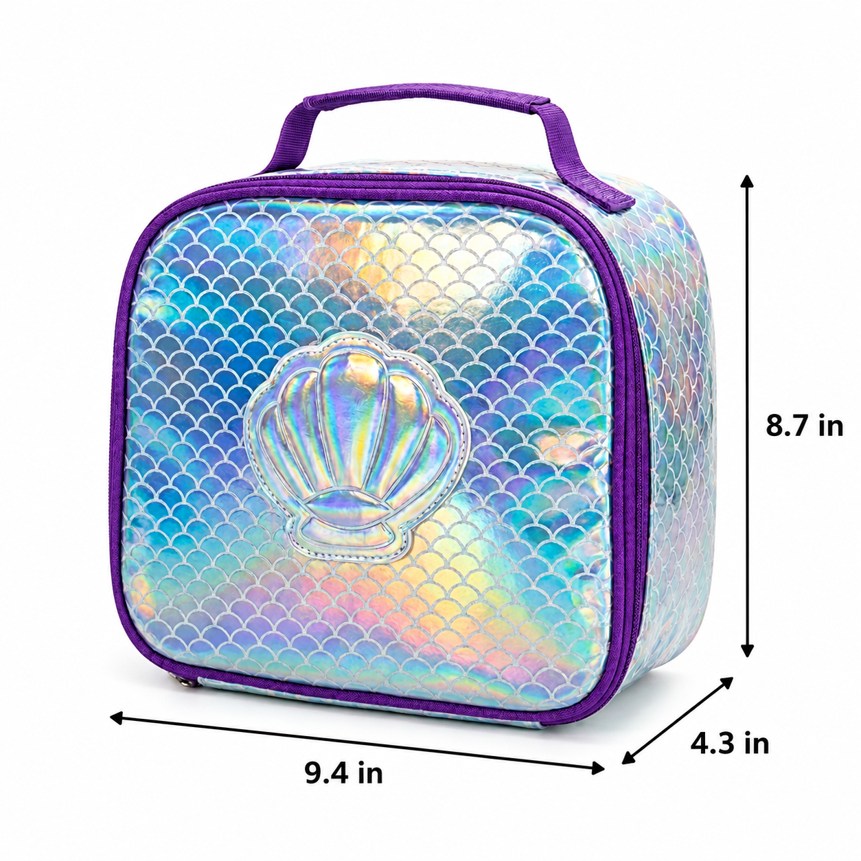 Iridescent Seashell School Backpack Set | 3-Piece Set (Backpack, Lunch Bag & Pencil Case) | Durable Polyester & PVC