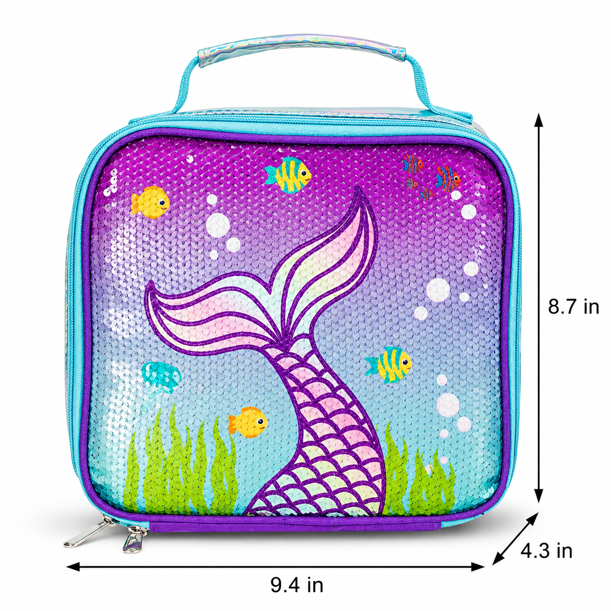 Girls' Purple Mermaid School Backpack Set | 3-Piece Set | Durable Oxford Fabric