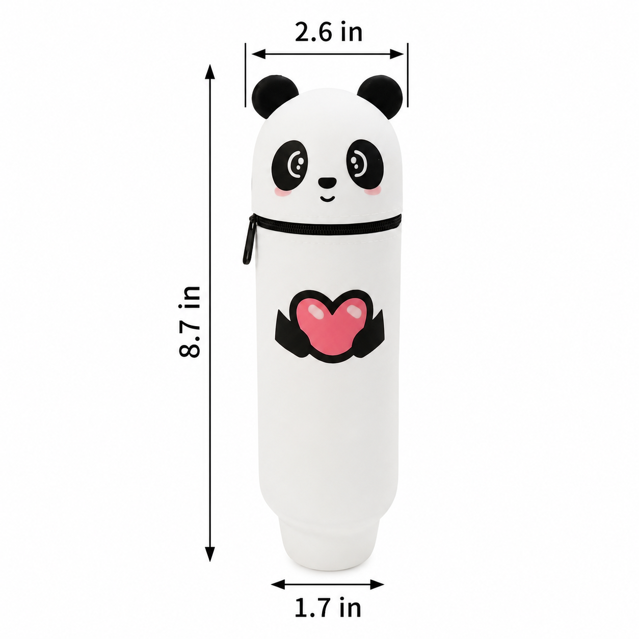 Panda Silicone Pencil Case | Heart Design | Rigid Tube Case | Easy to Carry & Clean