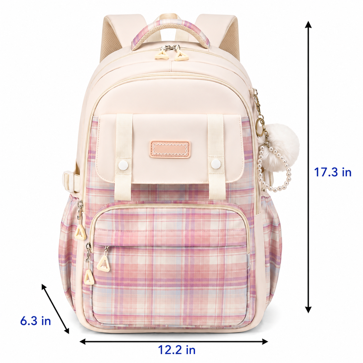 Princess Checkered School Backpack | Large Capacity | Durable Oxford Fabric