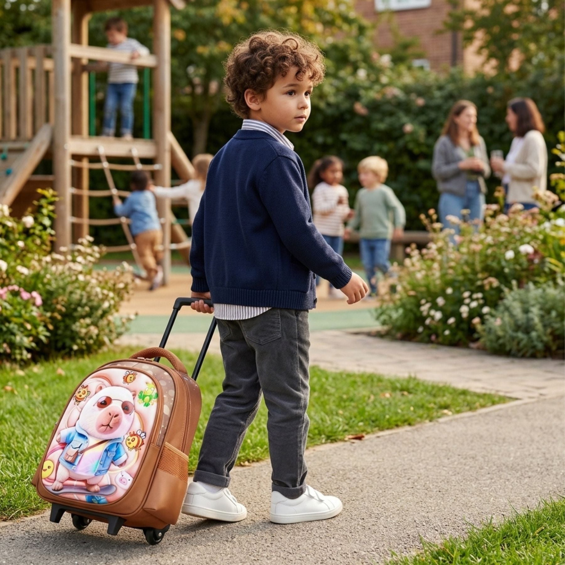 Cartable Kapibala à roulettes maternelle | Grande capacité | Bretelles respirantes | Tissu nylon résistant