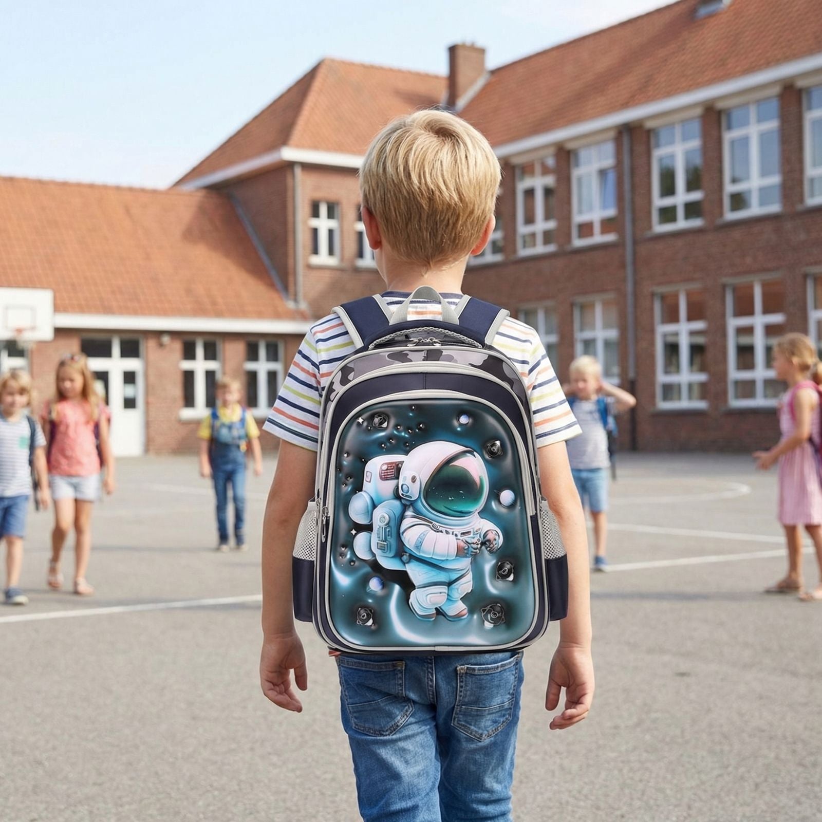 Cartable à Roulettes Garçon | Motif Astronaute 3D | Set 3 Pièces | Imperméable École Primaire