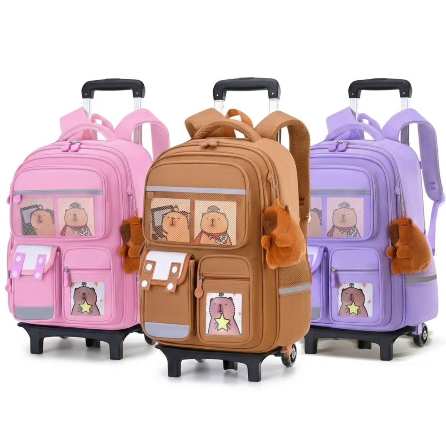 Cartable à roulettes  trolley Capybara | Grande capacité | tissu Oxford résistant | Dos respirant & roulettes lumineuses