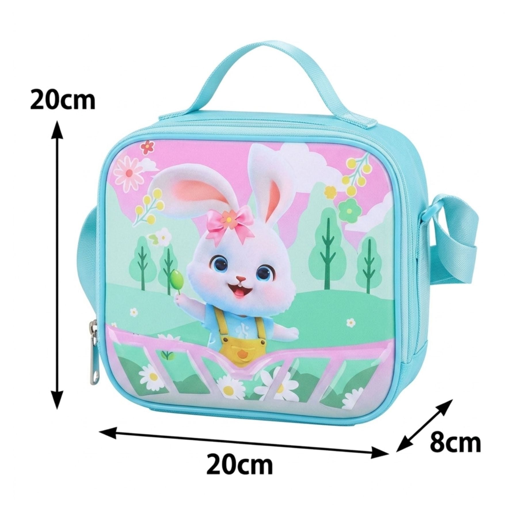 Cartable lapin à roulettes | Ensemble 3 pièces (sac+lunch bag+trousse) | Tissu Oxford résistant