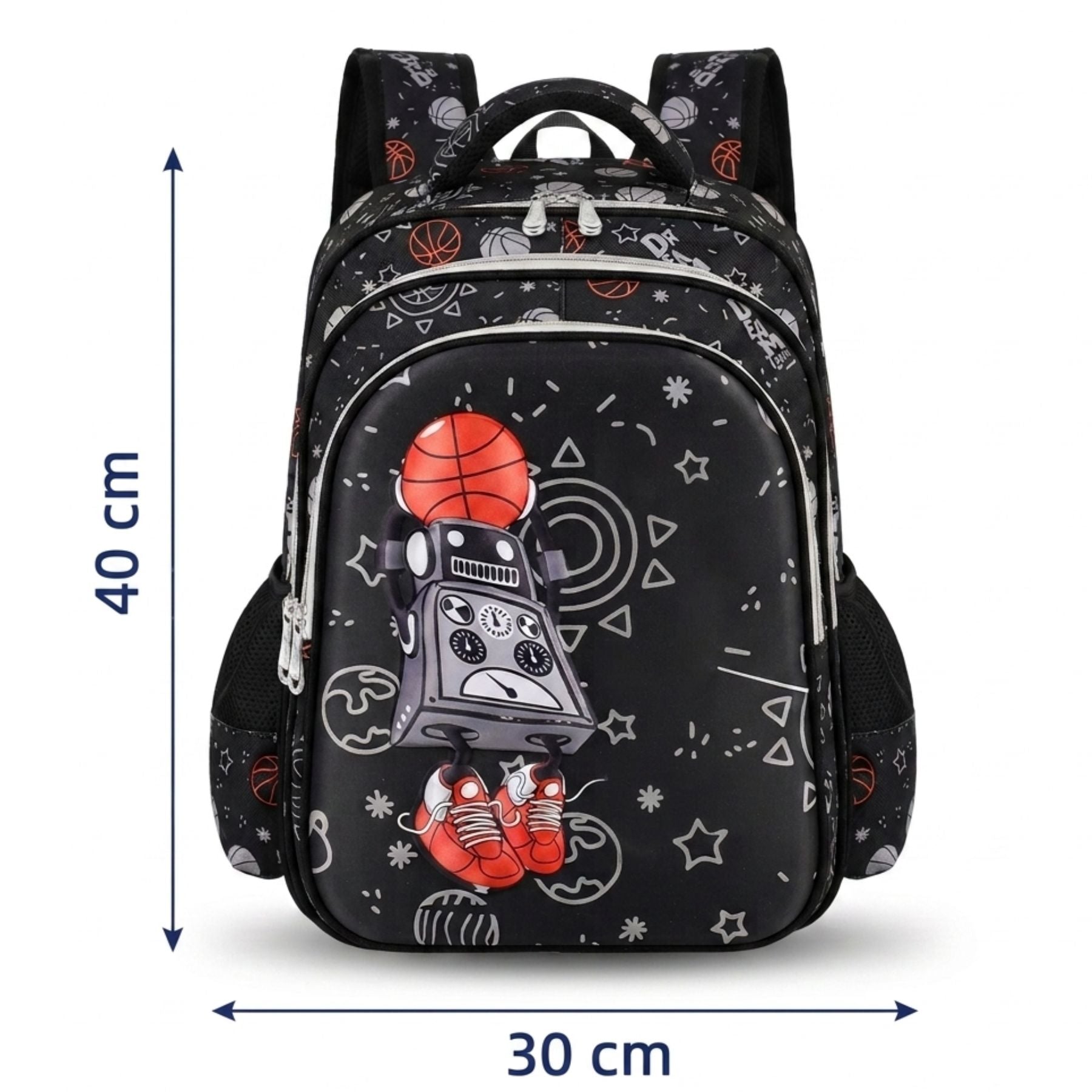 Cartable scolaire basketball | Ensemble 2 pièces (Sac à dos et trousse assortie | Nylon résistant