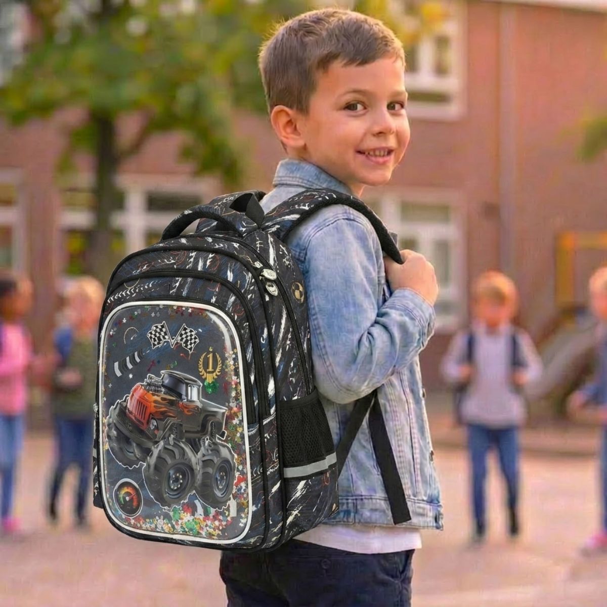 Cartable voiture 3D en tissu Oxford | Grande capacité | Dos respirant