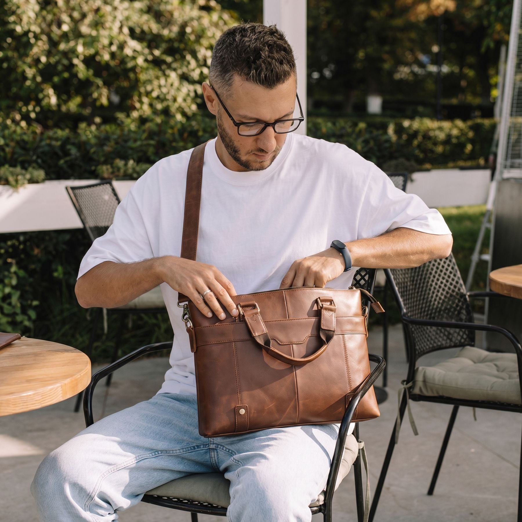 Cartable bandoulière vintage pour homme et femme | Multiples rangements | Cuir résistant