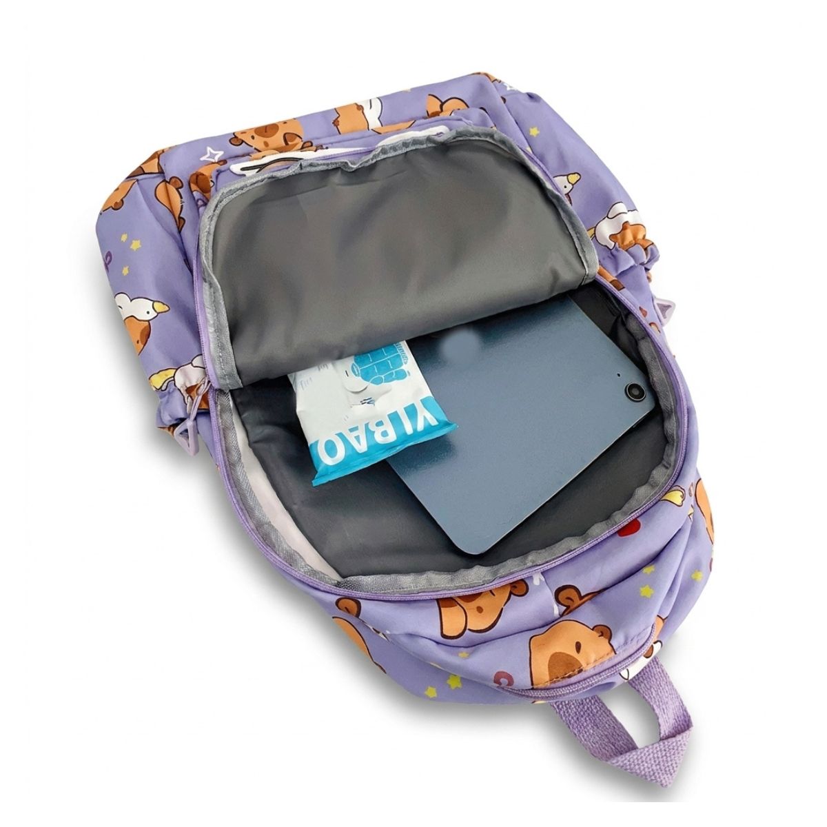 Cartable capybara kawaii | Multiples rangements | Tissu Oxford résistant