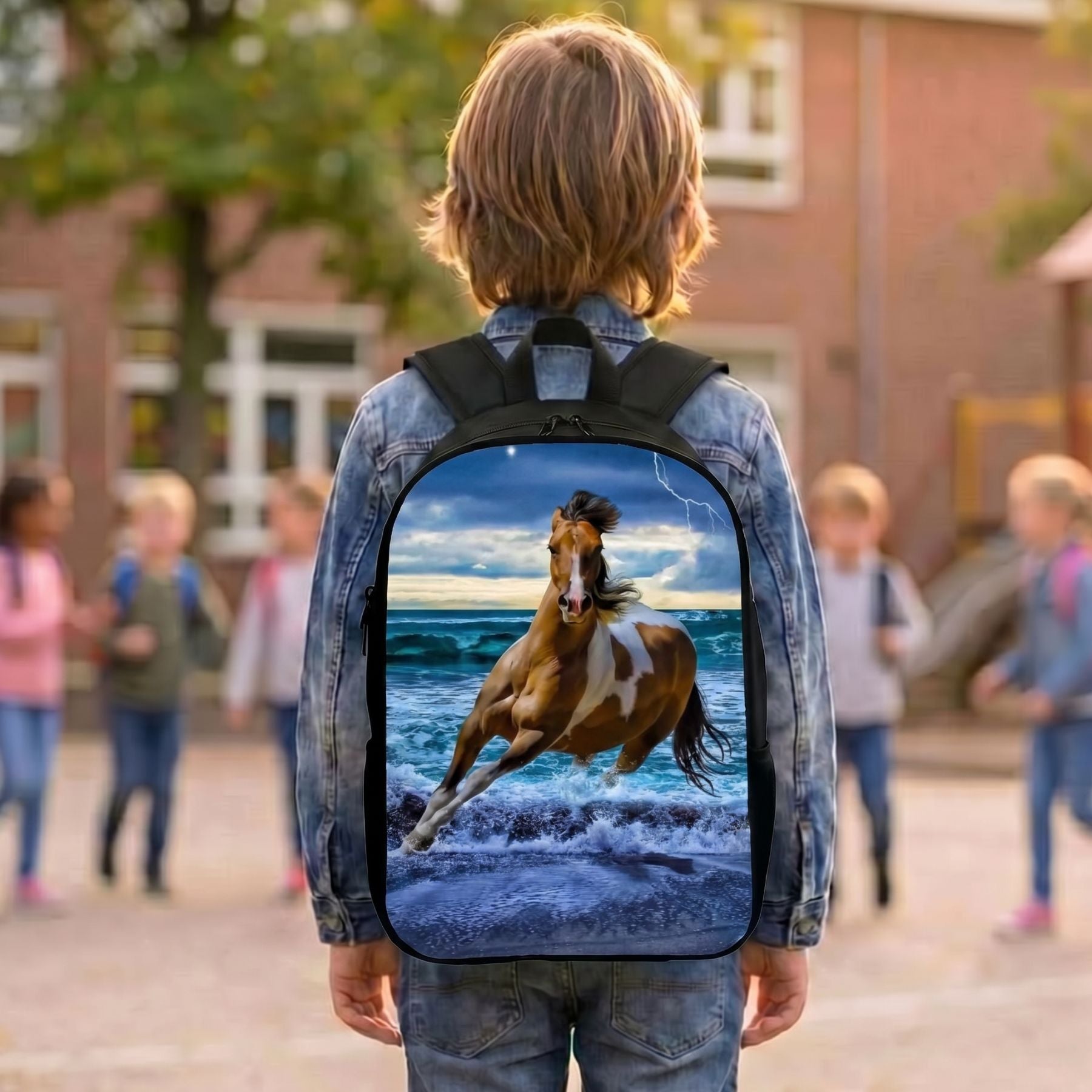 Cartable cheval océan | Bretelles réglables | Polyester résistant | Port confortable