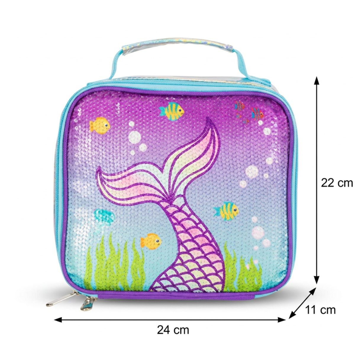 Cartable fille sirène violette | Kit 3 pièces (cartable + lunch bag + trousse) | Oxford résistant