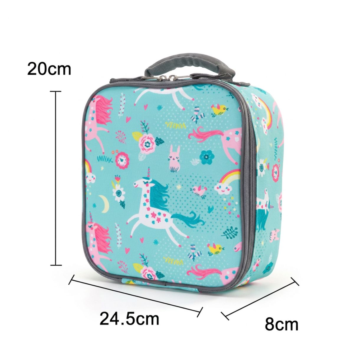 Cartable licorne turquoise | Kit 3 pièces (cartable + sac repas + trousse) | Tissu Oxford résistant