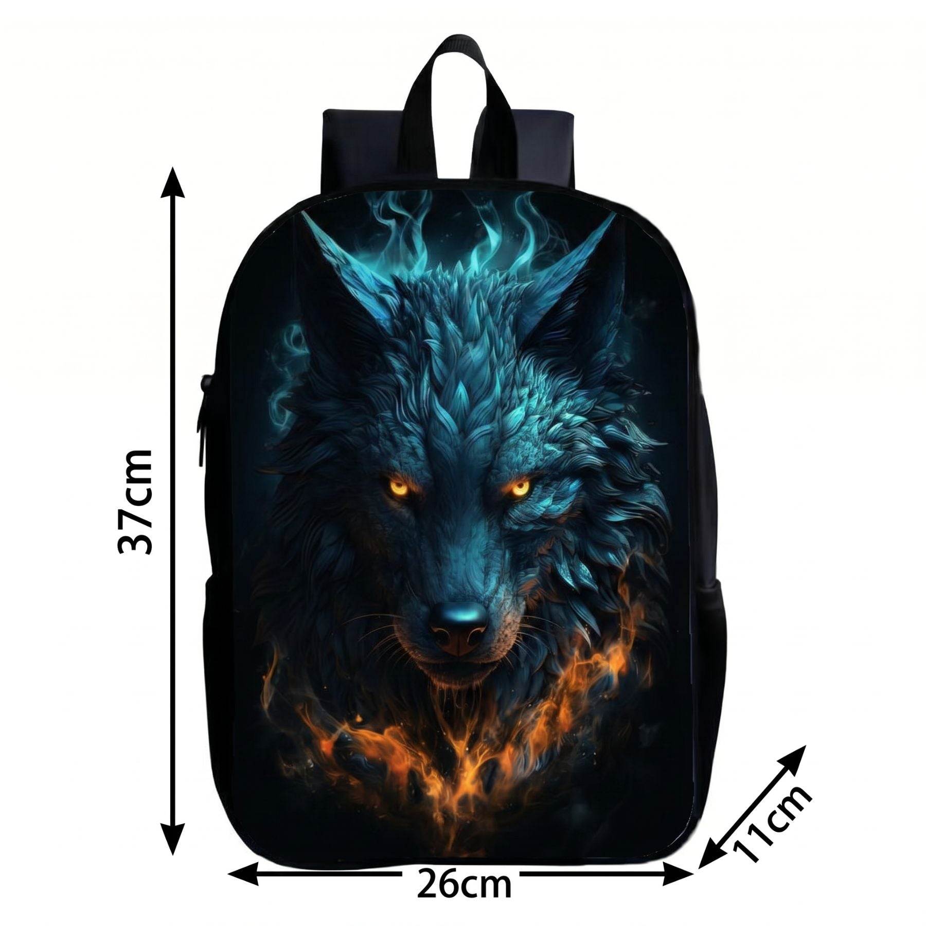 Cartable loup volcanique | Bretelles réglables | Polyester résistant | Port confortable