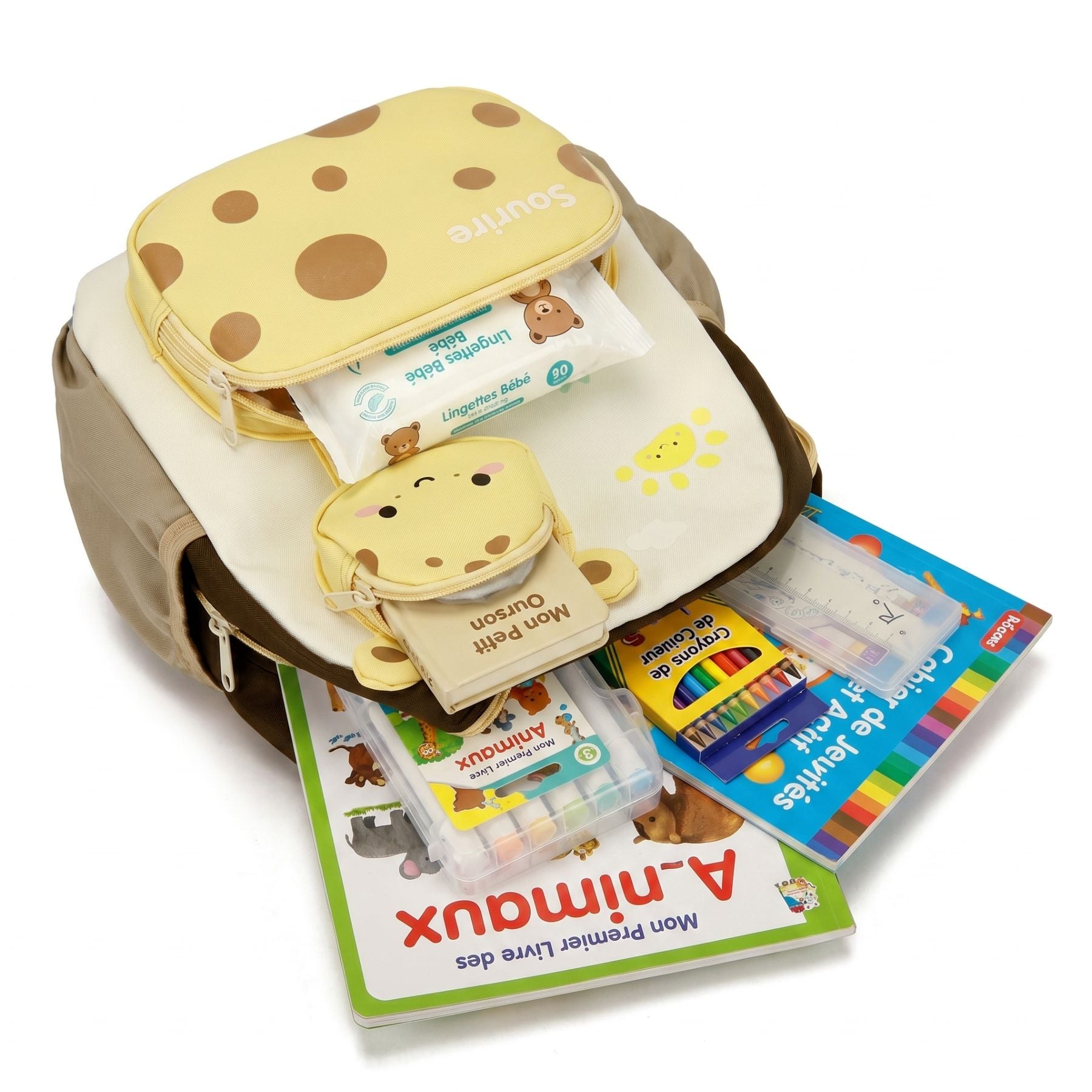 Cartable maternelle girafe | Grande capacité | Tissu canvas résistant | Style kawaii