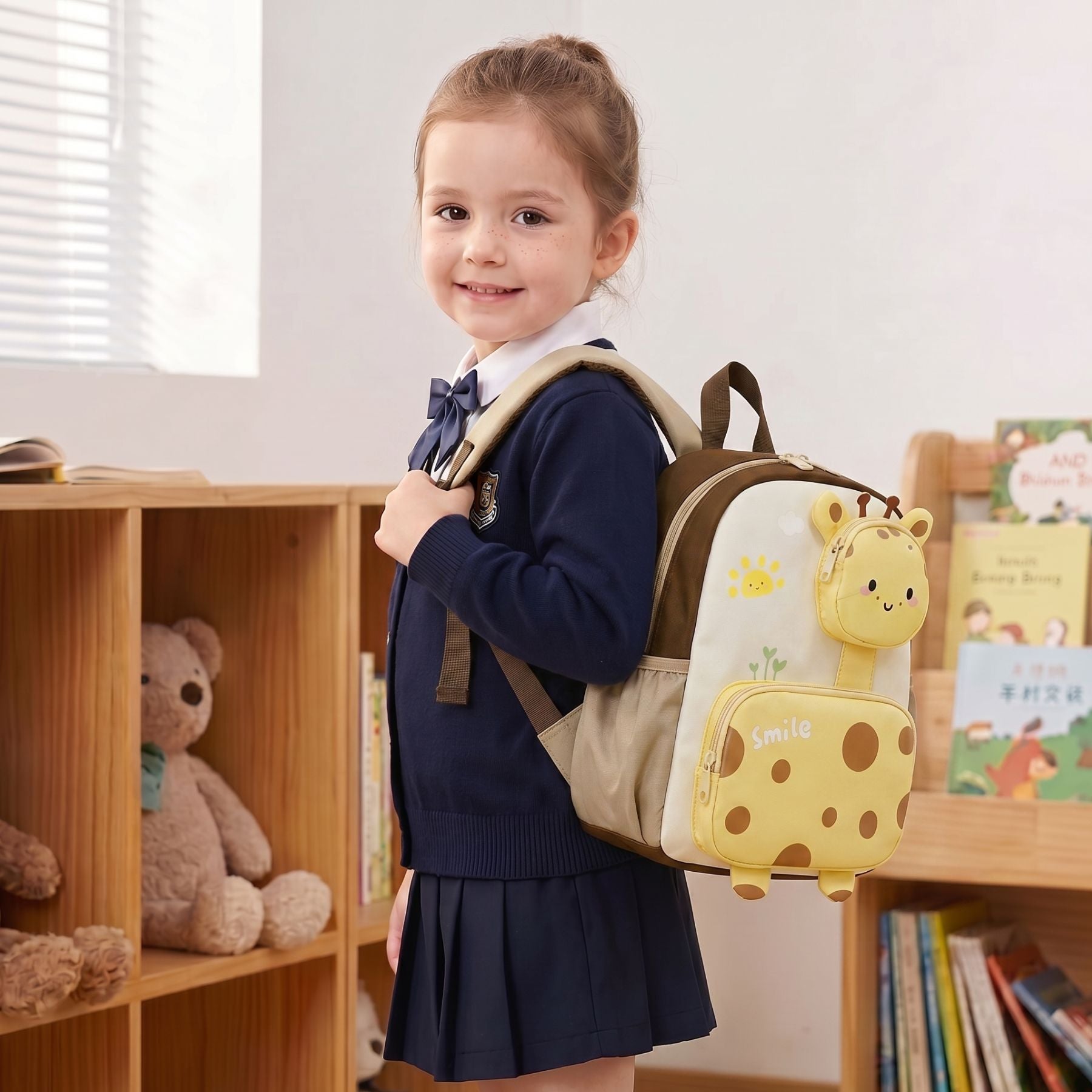 Cartable maternelle girafe | Grande capacité | Tissu canvas résistant | Style kawaii