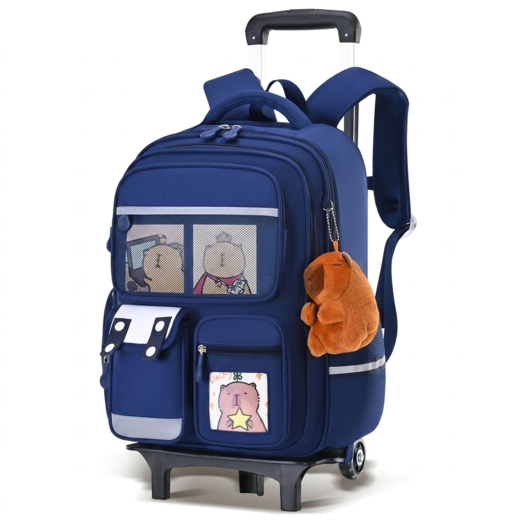 Cartable à roulettes  trolley Capybara | Grande capacité | tissu Oxford résistant | Dos respirant & roulettes lumineuses