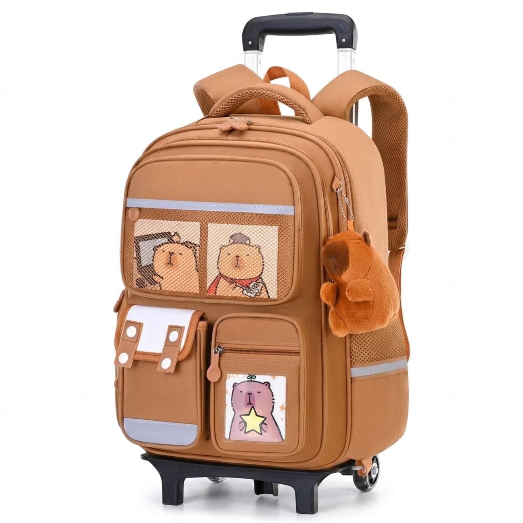Cartable à roulettes  trolley Capybara | Grande capacité | tissu Oxford résistant | Dos respirant & roulettes lumineuses