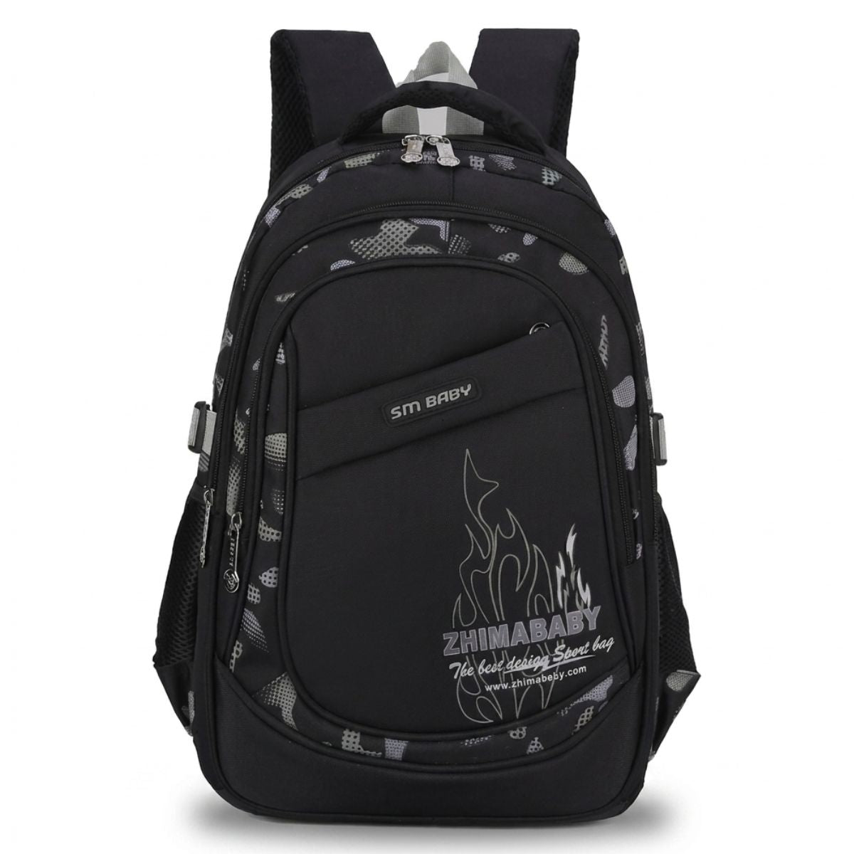 Cartable scolaire flammes | Compartiments multiples | Nylon résistant | Rangement pratique