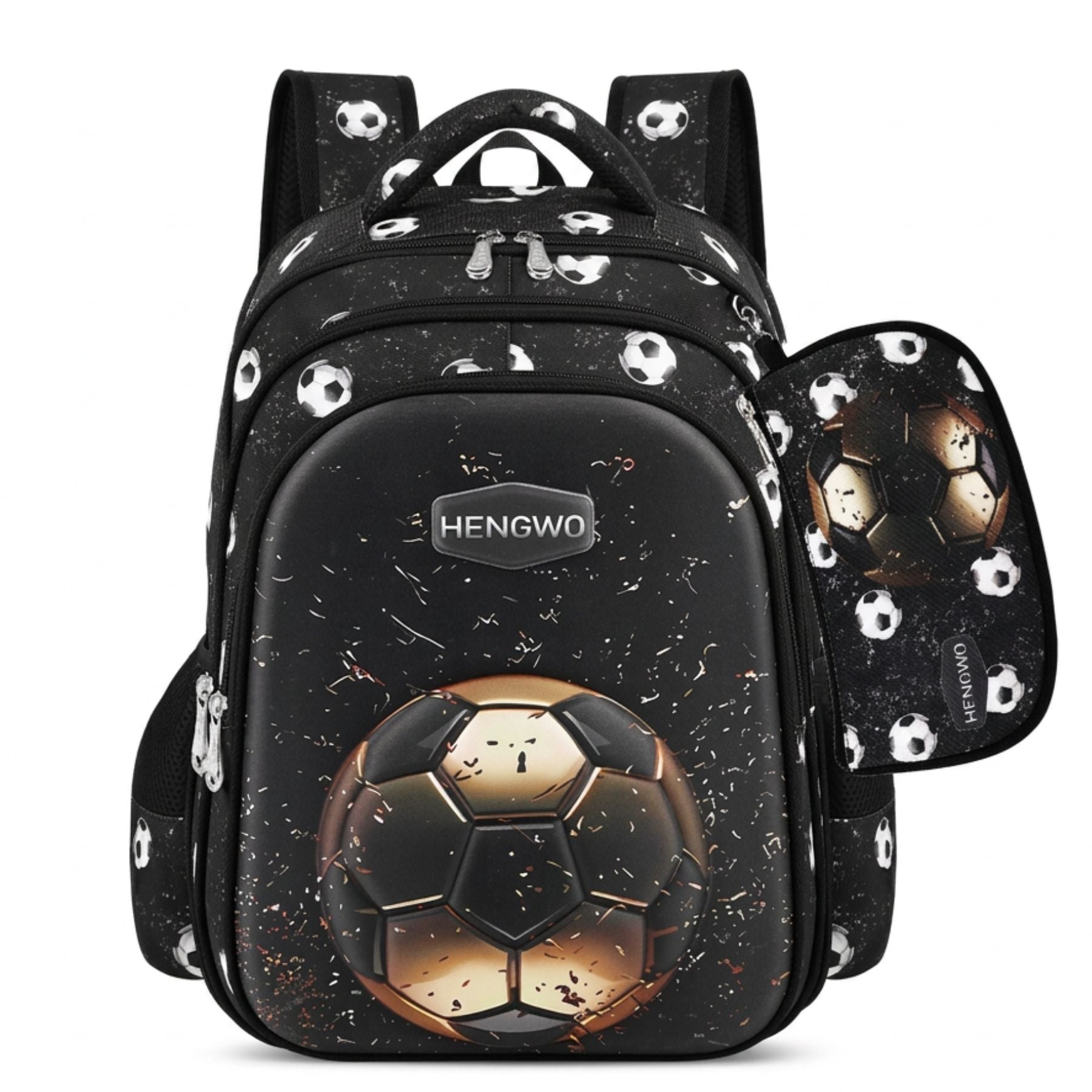 Cartable scolaire football | Ensemble 2 pièces (Sac à dos et trousse assortie | Nylon résistant